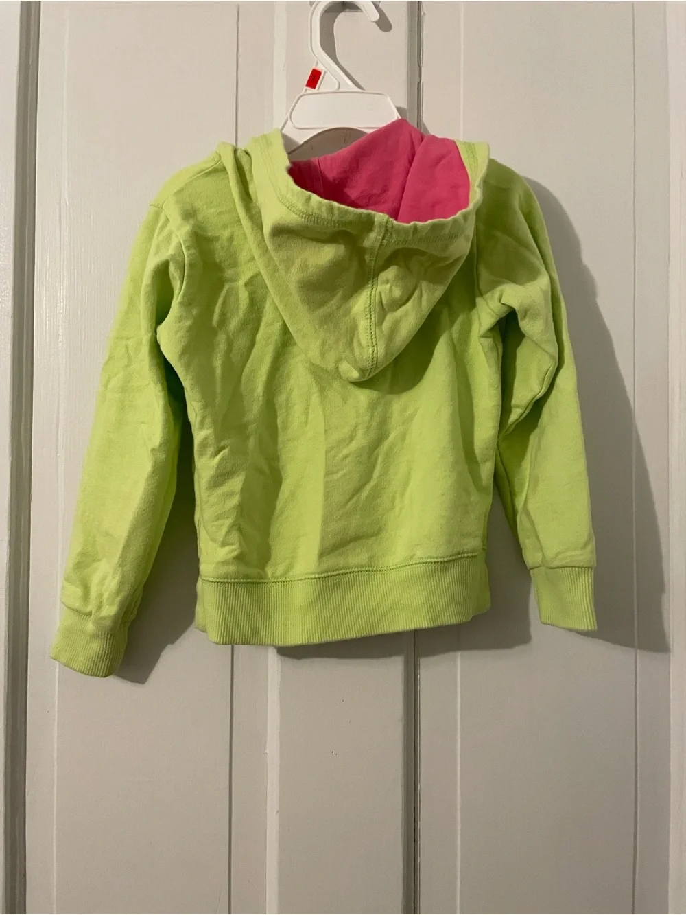 Converse Kids Neon Lime Zip Hoodie with Pink Hood Lining